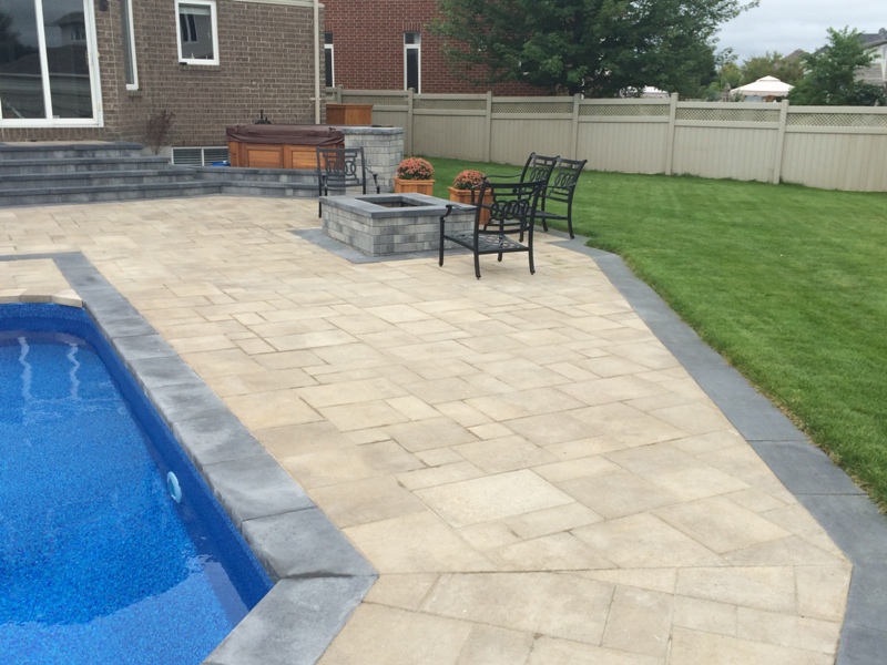 stone interlock around pool