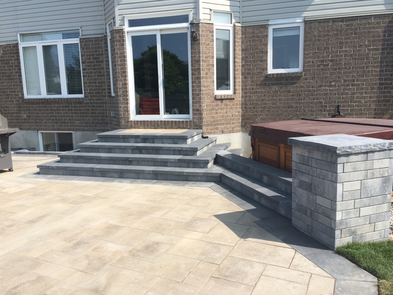 backyard stone stairs to house