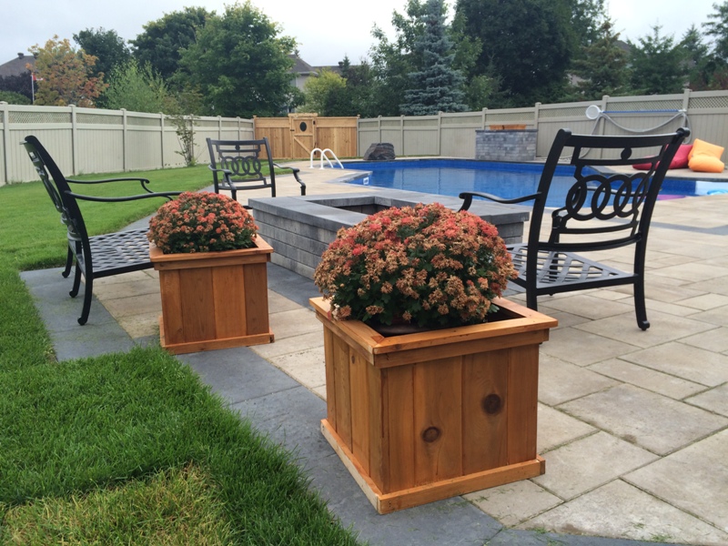backyard pool area planters
