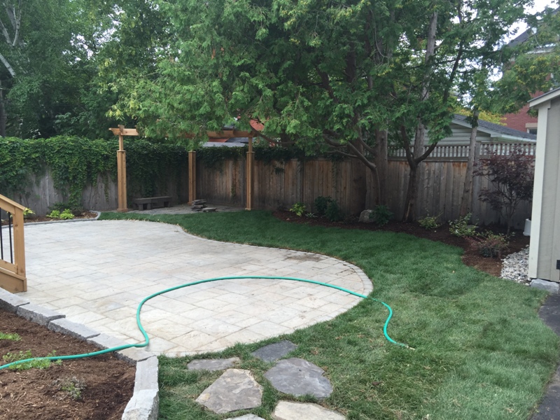 backyard stone and grass