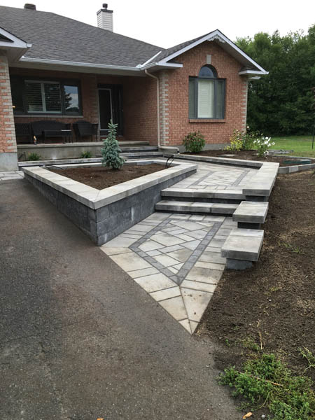 geometric stone design stairs