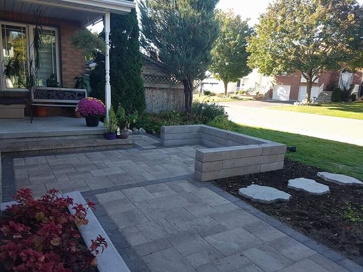 stone walkway and front porch